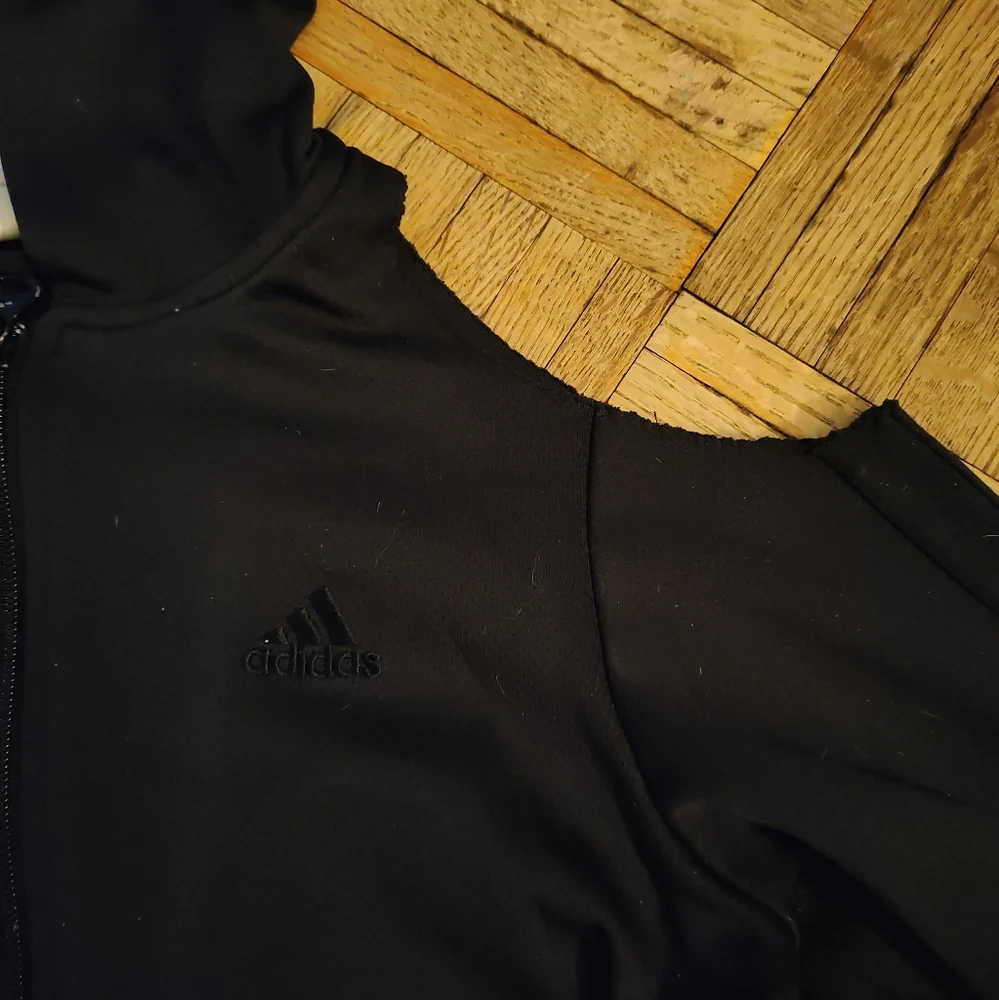 Adidas Black Zip-Up Hoodie With Shoulder Cutouts